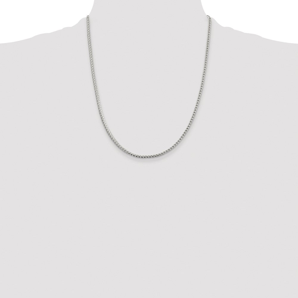 Sterling Silver Rhodium-plated 2.55mm D/C Square Franco Chain