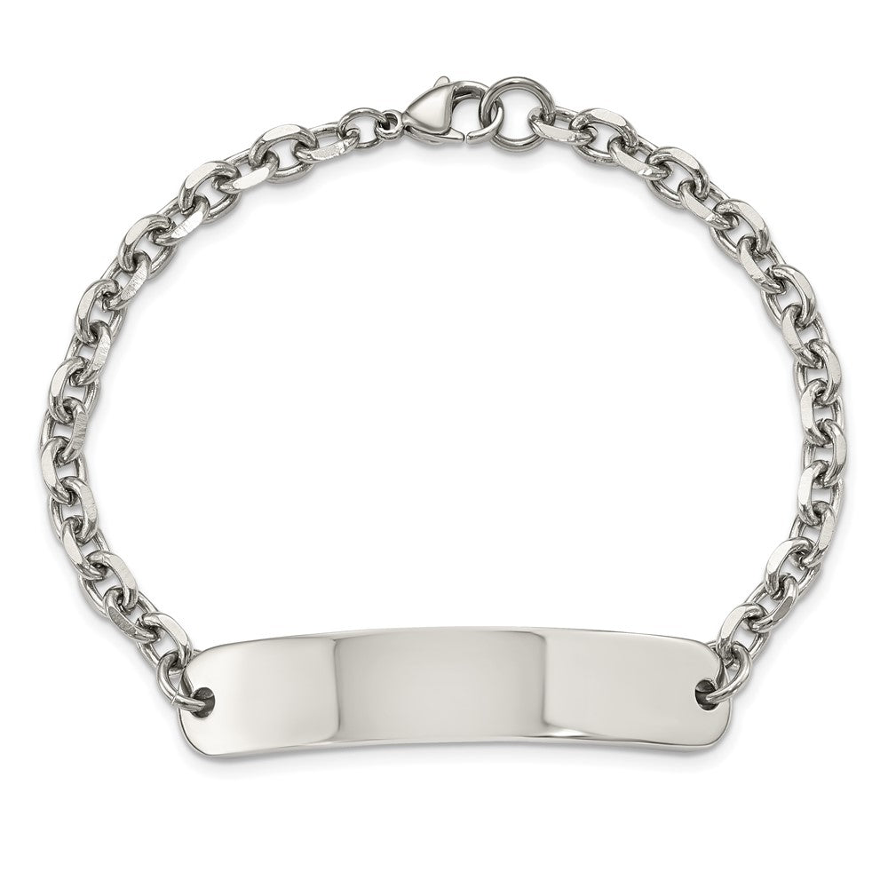 Stainless Steel Polished Cable Chain 8in ID Bracelet 8 inches