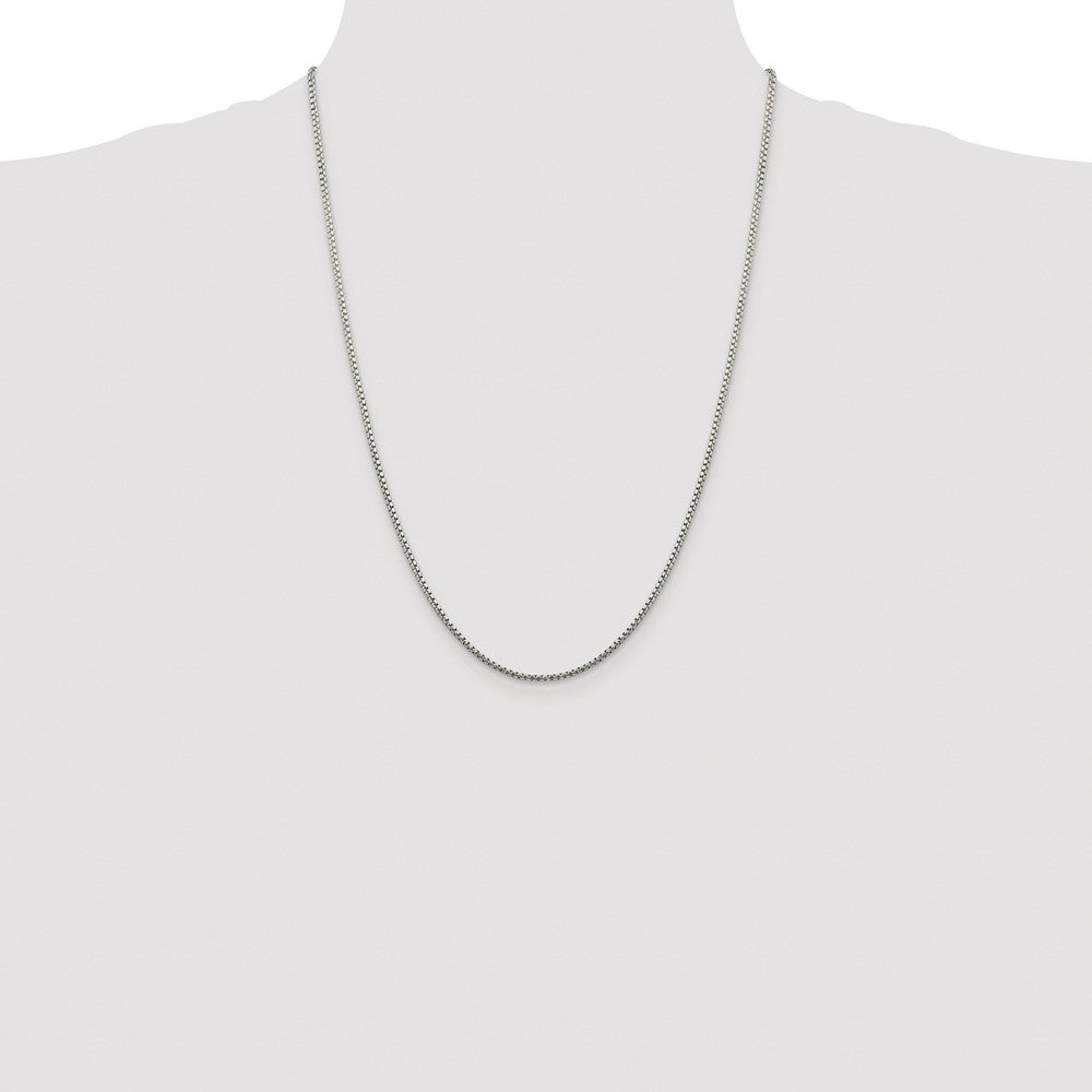 Sterling Silver Rhodium-plated 1.75mm Diamond-cut Round Box Chain