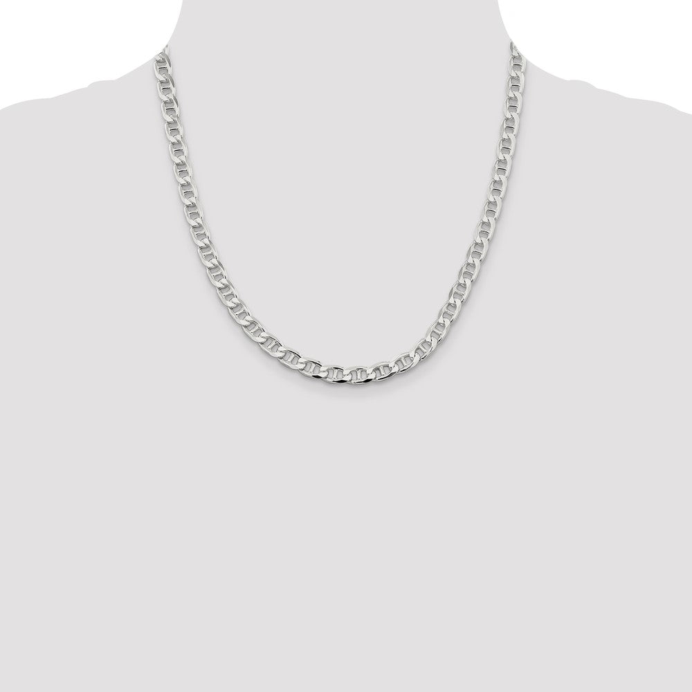 Sterling Silver 6.5mm D/C Flat Anchor Curb Chain 20 Inches