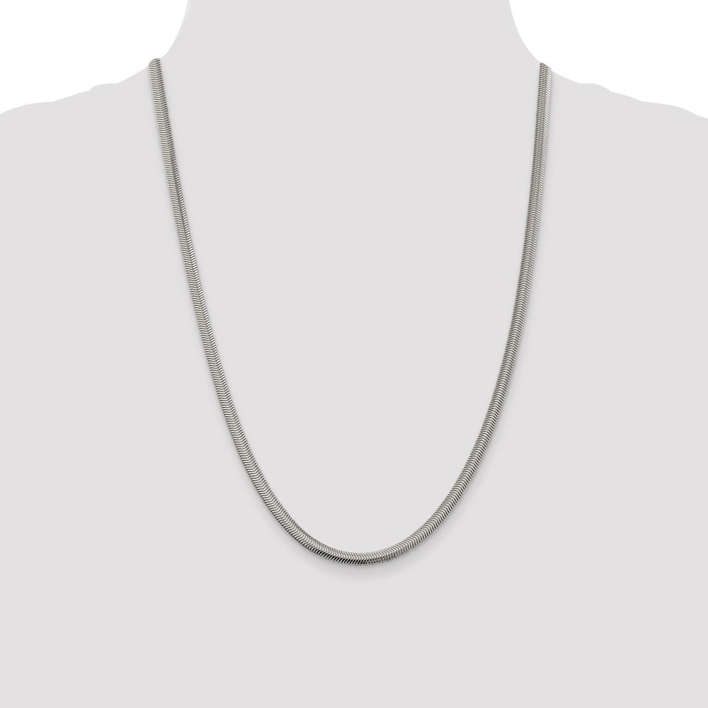 Sterling Silver 4.2mm Flat Oval Snake Chain 24 Inches