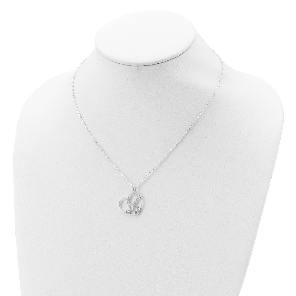 Sterling Silver CZ LOVE Heart Necklace