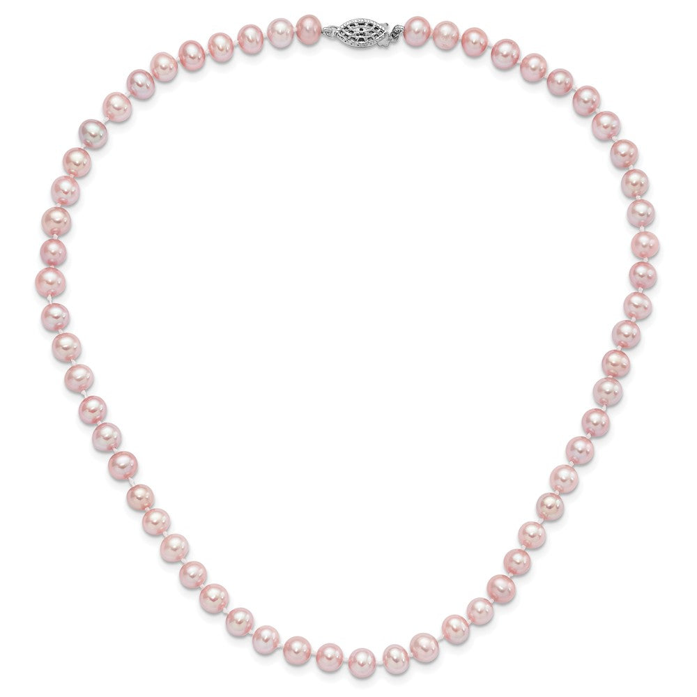 Sterling Silver Rhodium-plated 6-7mm Purple Near-Round Freshwater Cultured Pearl 18 inch Necklace 18 Inches