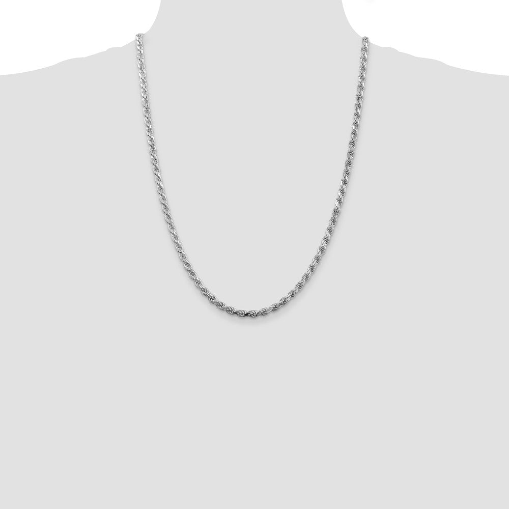Sterling Silver Rhodium-plated 4.25mm Diamond-cut Rope Chain 24 Inches