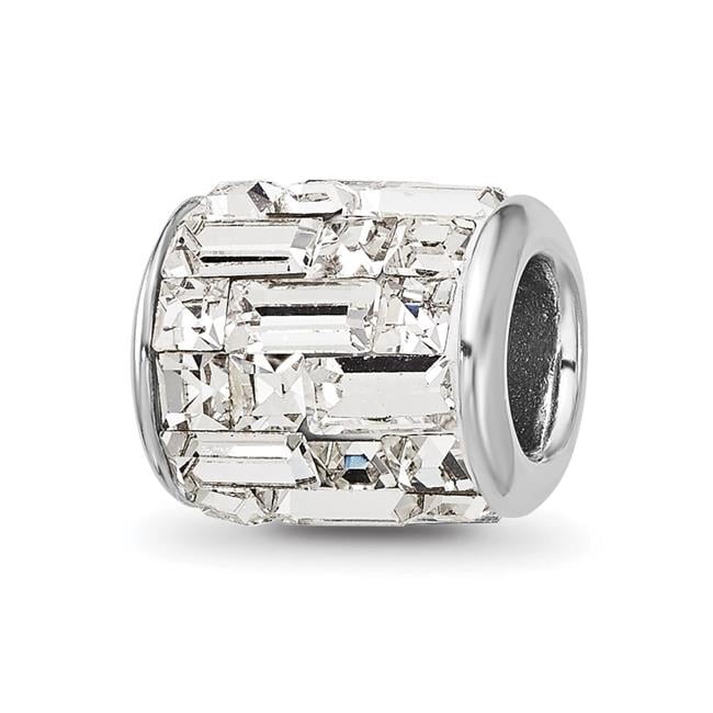Sterling Silver Reflections Rhodium-plated Clear Preciosa Crystal Bead