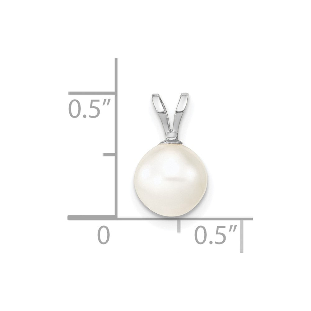 10k White Gold 7-8mm White Round Freshwater Cultured Pearl Pendant