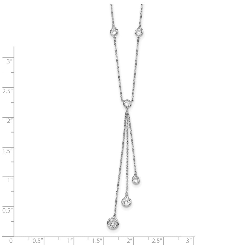 Sterling Silver Rhodium-plated CZ Y-Drop Necklace 18 Inches