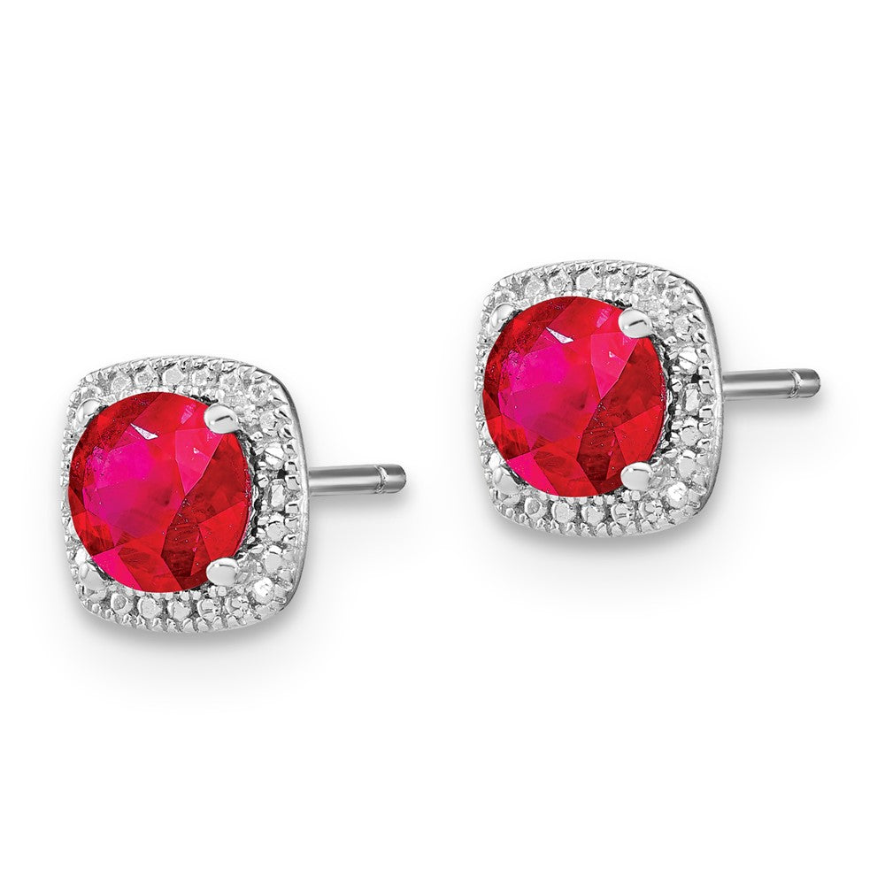 SS Created Ruby & Diamond Earrings