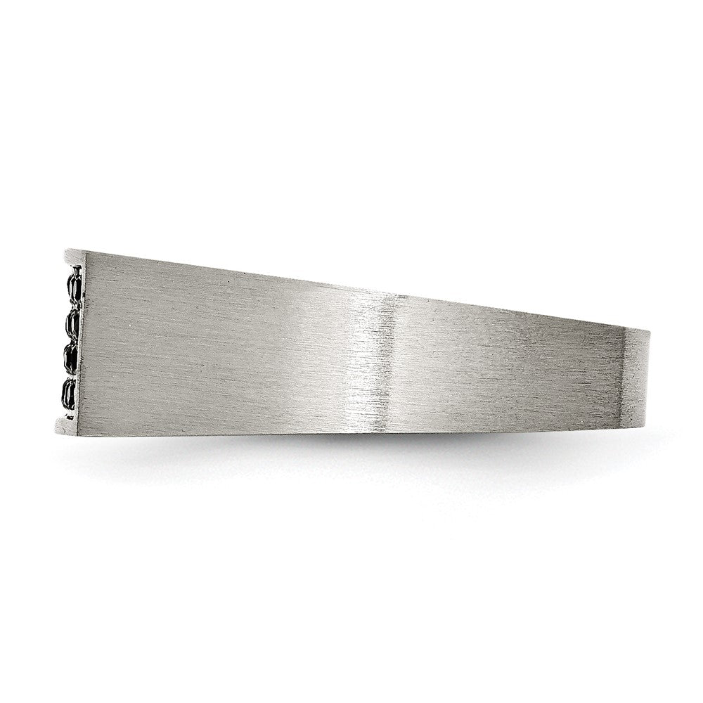 Stainless Steel Brushed and Polished w/Black CZ Ring Size - 12
