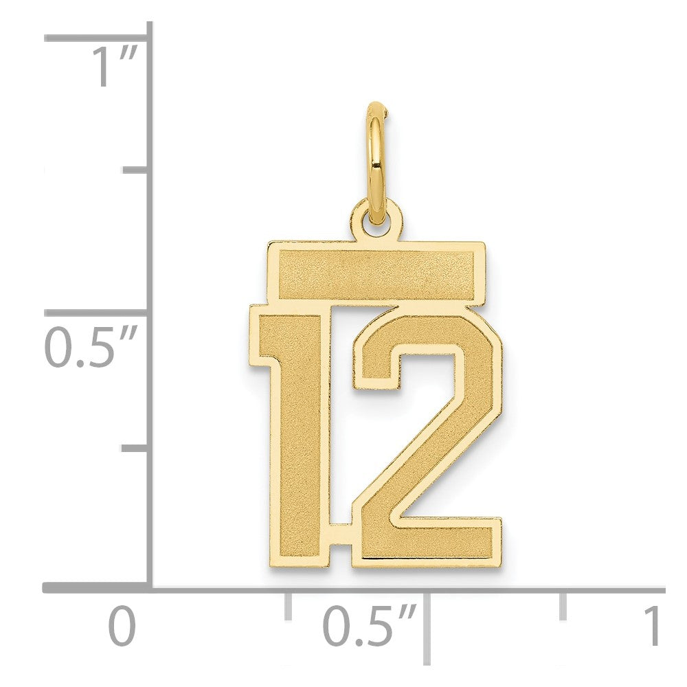 14k Small Satin Number 12 Charm