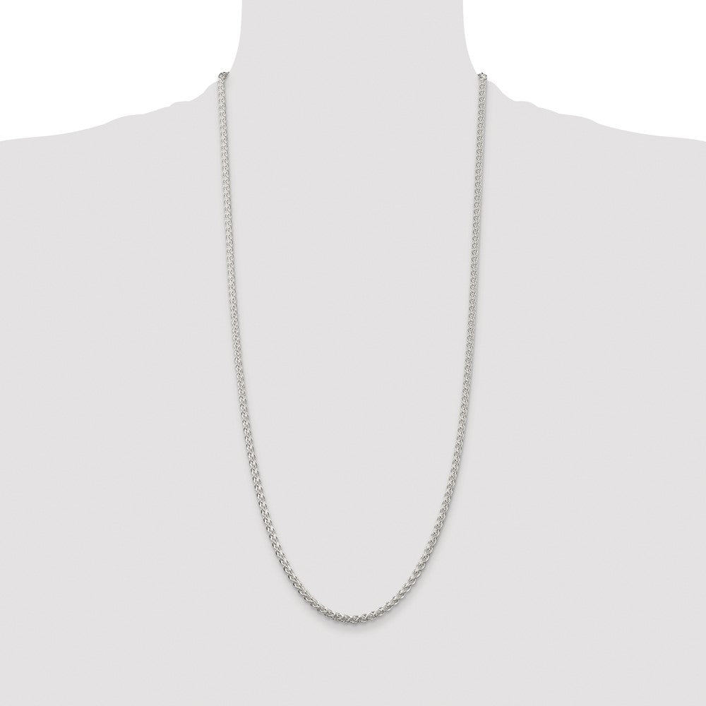 Sterling Silver Rhodium-plated 3mm Round Spiga Chain