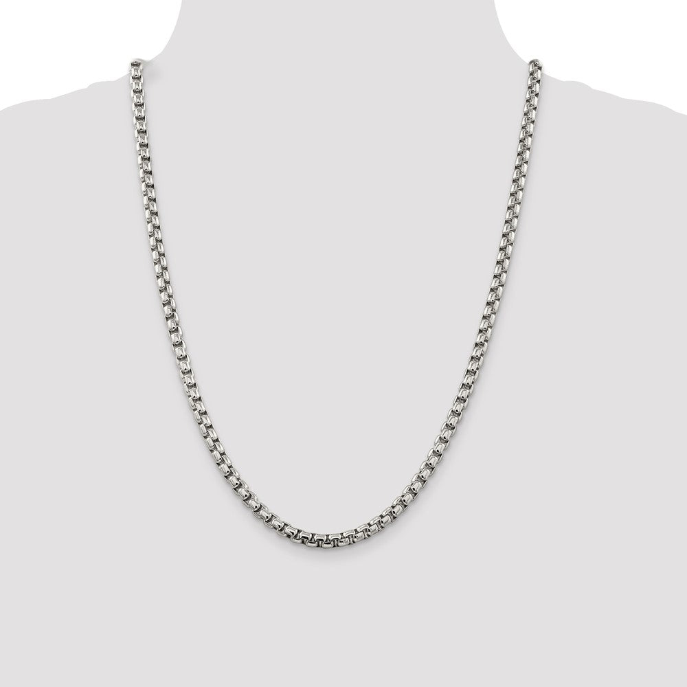 Sterling Silver 5.2mm Round Box Chain 24 Inches