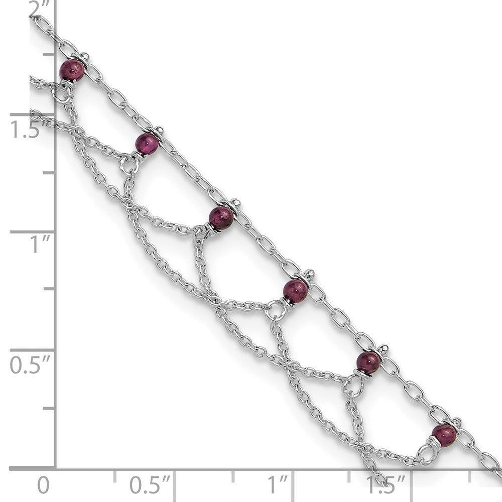 Sterling Silver Rhodolite Garnet Anklet 10 inches