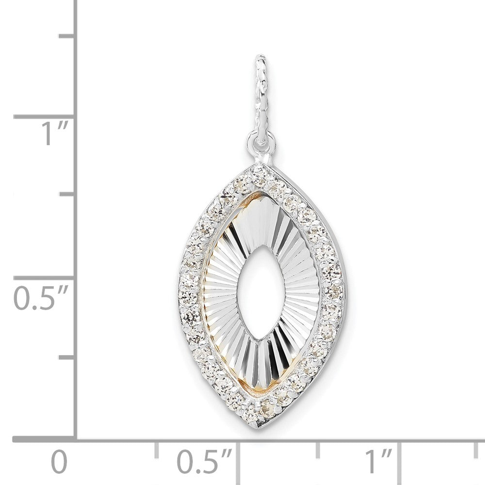 Sterling Silver & Flash Gold-plated CZ Diamond Cut Pendant