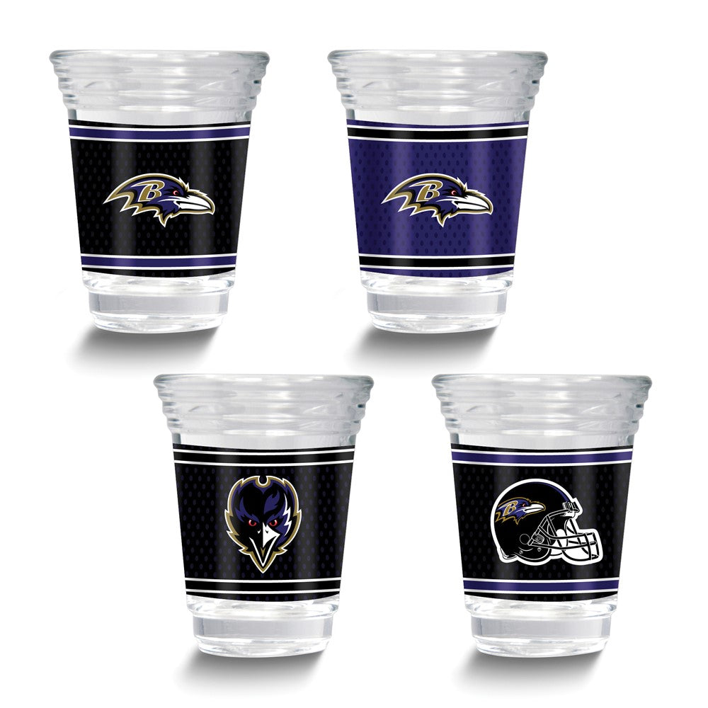 NFL Baltimore Ravens 4-piece 2 oz. Shot Glass Set