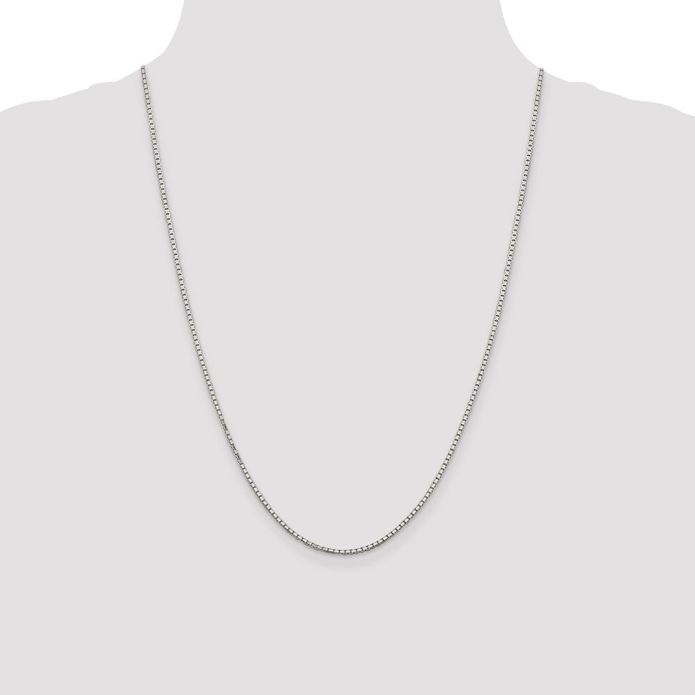 Sterling Silver Rhodium-plated 1.7mm 8 Sided D/C Mirror Box Chain 24 Inches