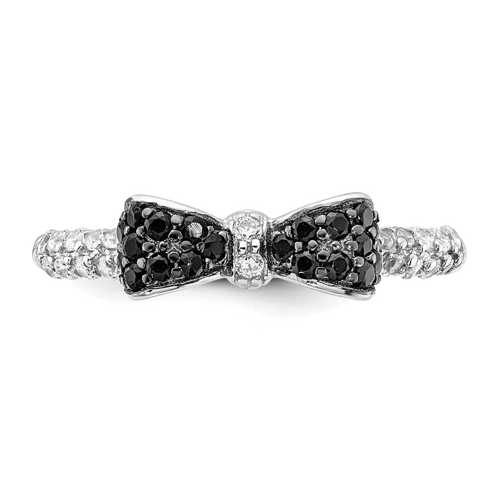 Cheryl M Sterling Silver Rhodium-plated Polished Yellow and White CZ Ring