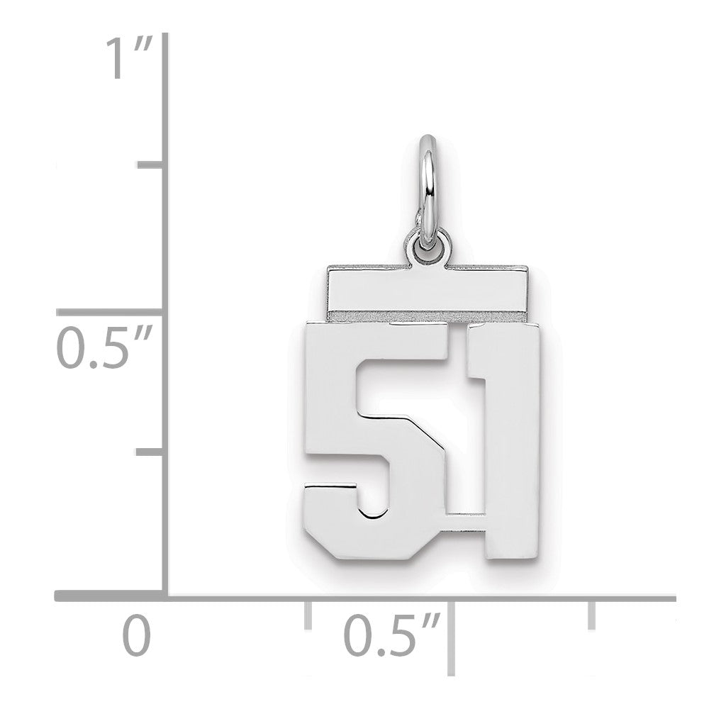 Sterling Silver/Rhodium-plated Polished Number 51 Charm