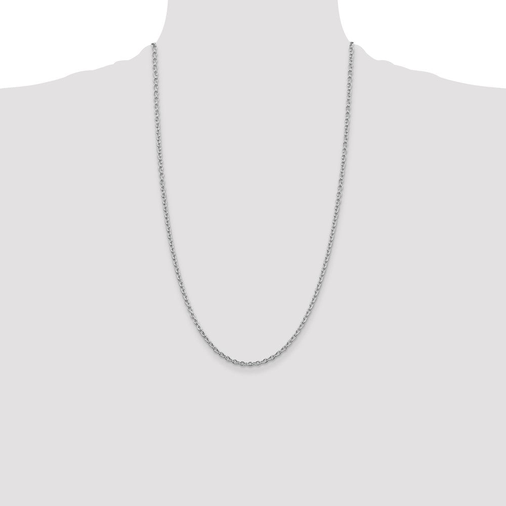 Sterling Silver Rhodium-plated 2.75mm Cable Chain 26 Inches