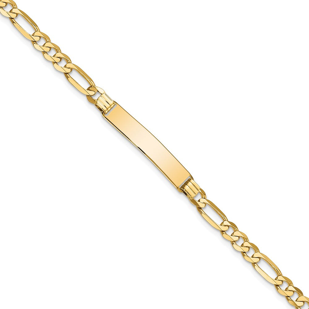 14k Flat Figaro Link ID Bracelet 7 inches