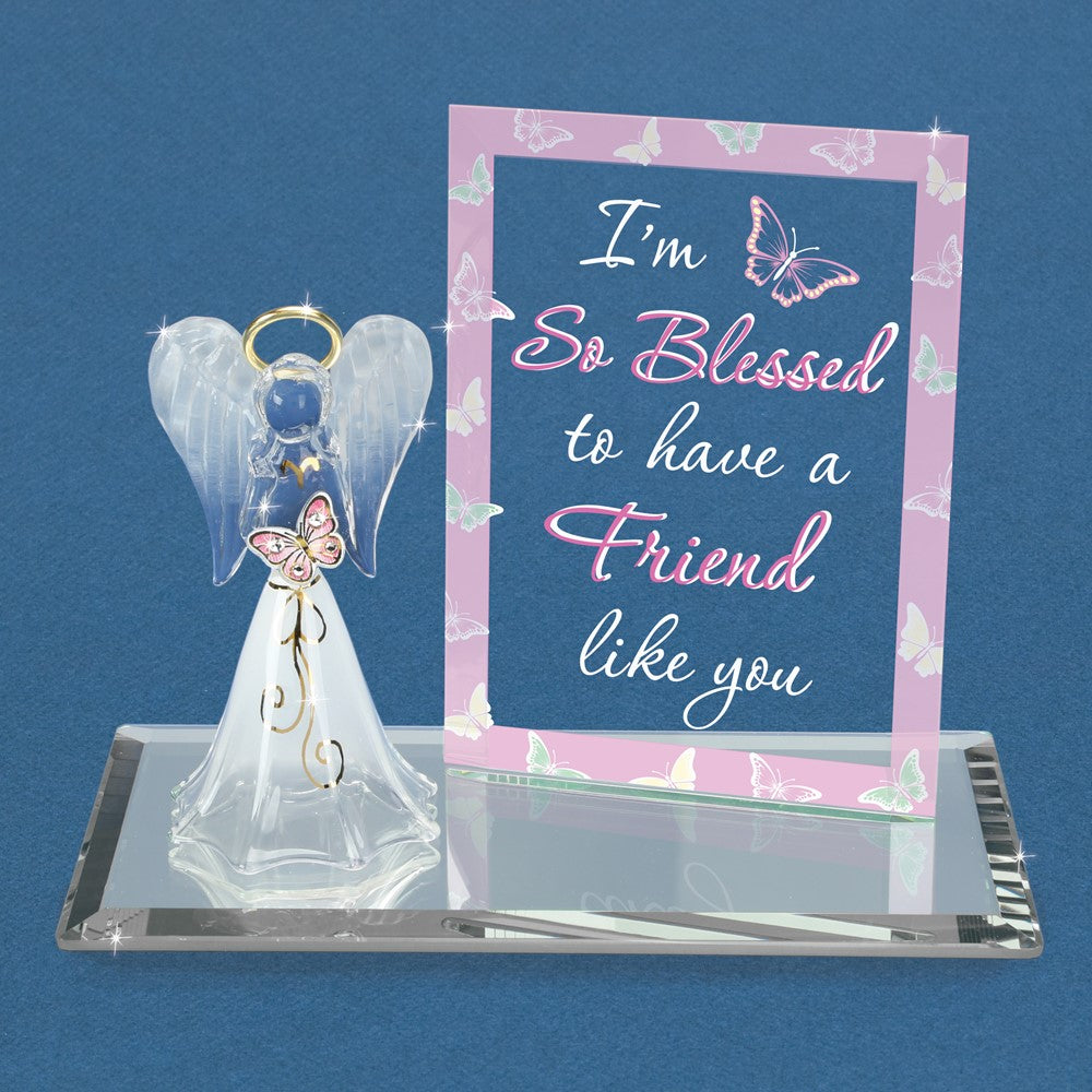 Glass Baron I'M SO BLESSED TO HAVE A FRIEND LIKE YOU Angel Glass Figurine