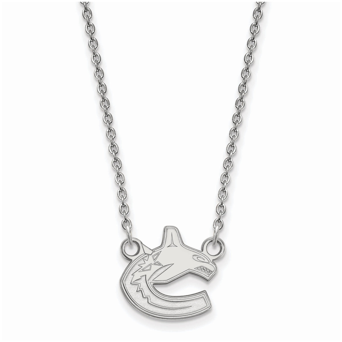Sterling Silver Rhodium-plated NHL LogoArt Vancouver Canucks Small Pendant 18 inch Necklace QSS007CUC-18
