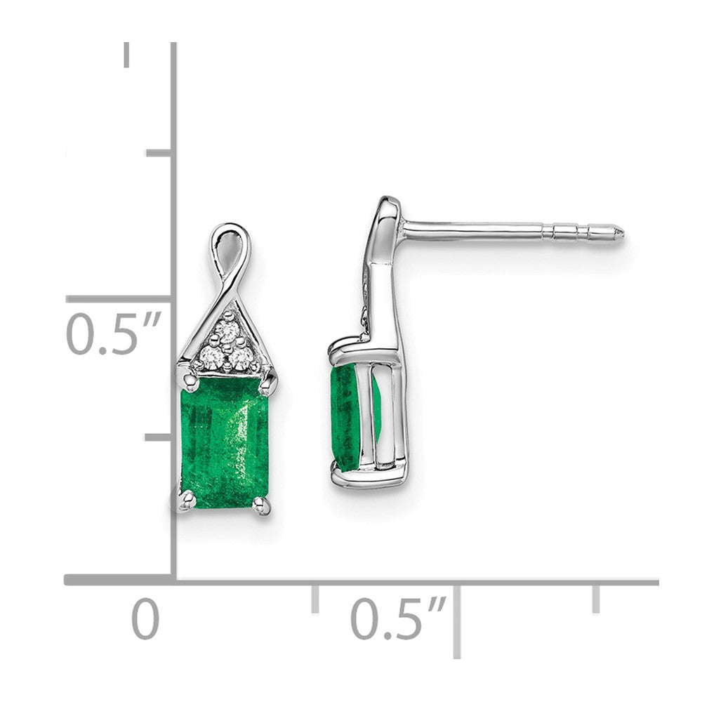 14k White Gold Emerald and Diamond Earrings