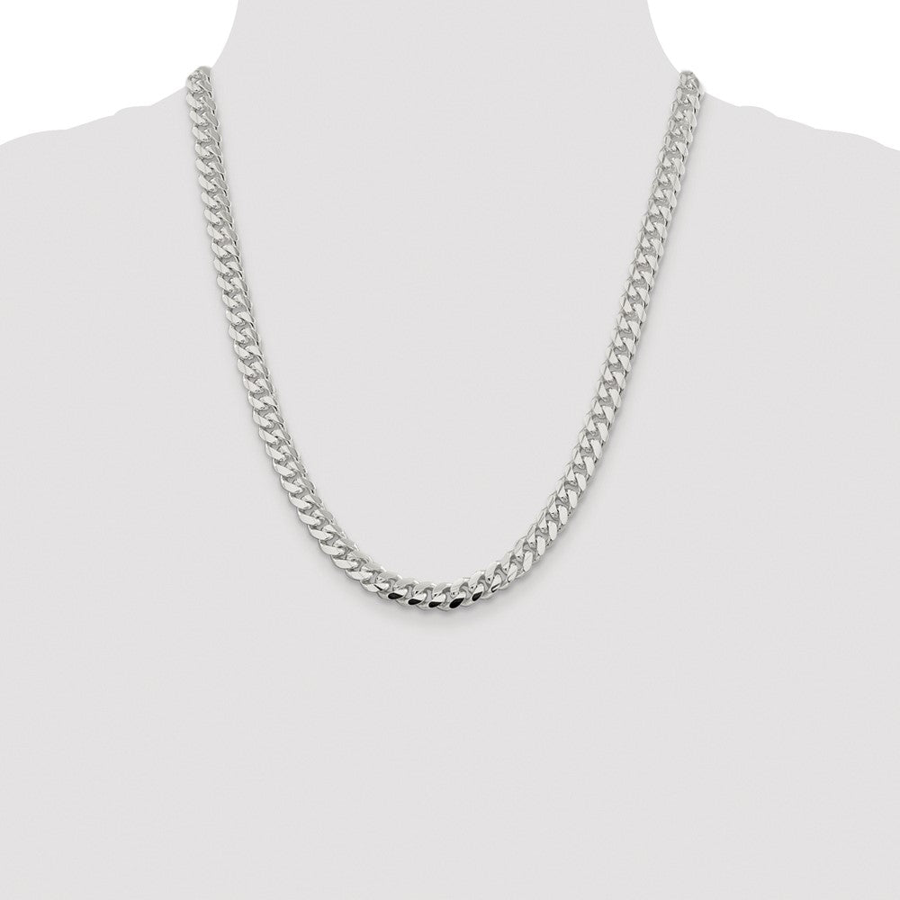Sterling Silver Rhodium-plated 7.8mm Polished Domed Curb Chain