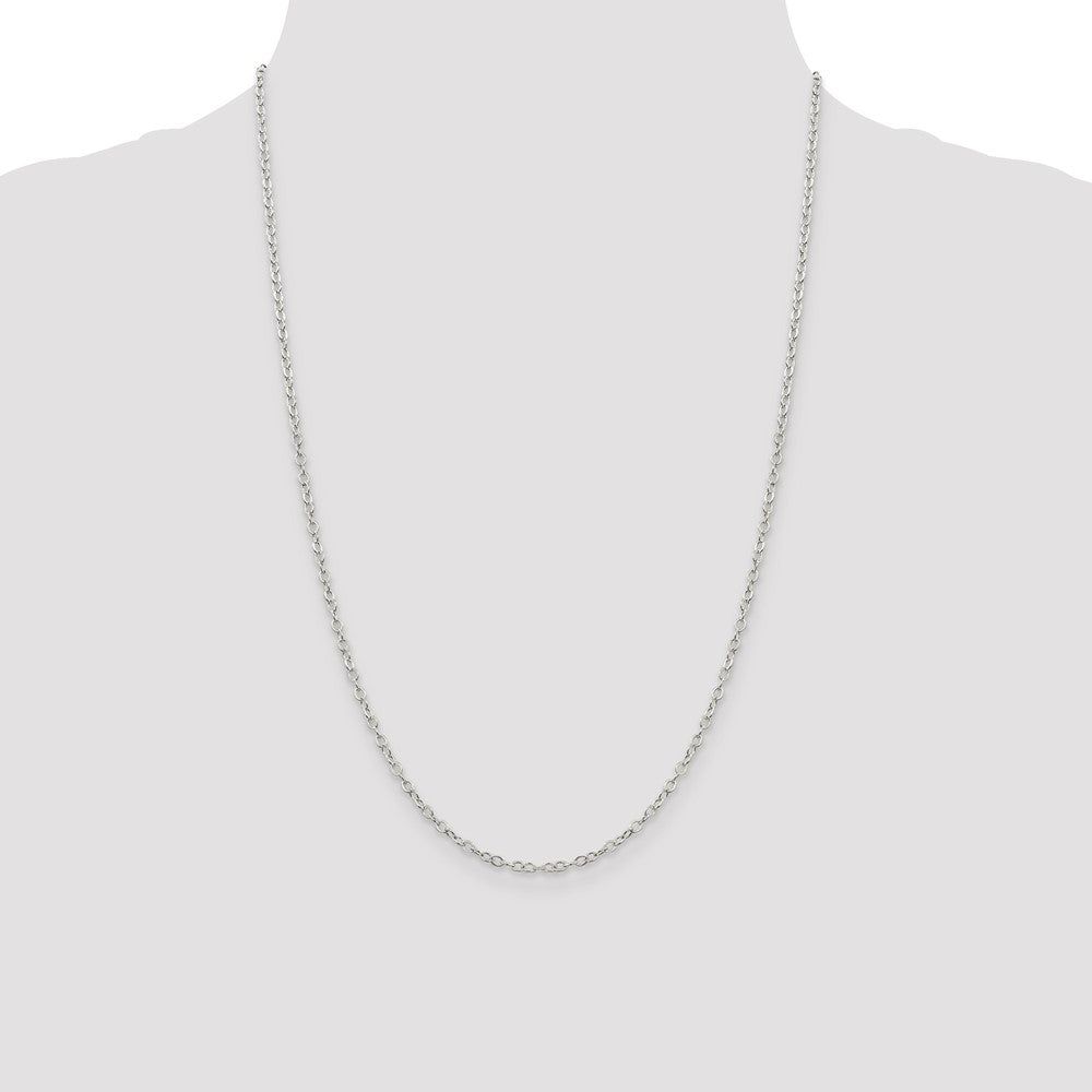 Sterling Silver 2.5mm Flat Open Oval Cable Chain 24 Inches