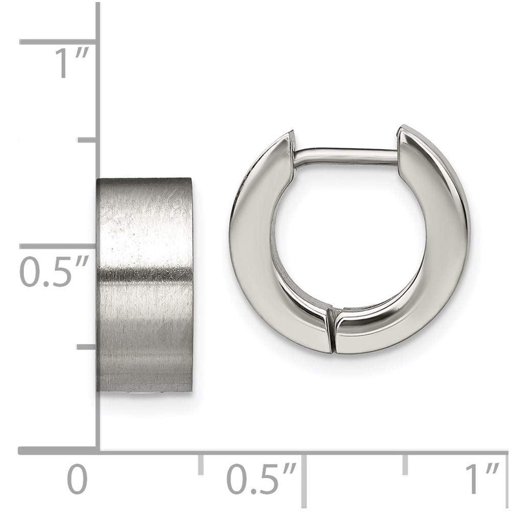 Stainless Steel Brushed Round 5mm Hinged Hoop Earrings