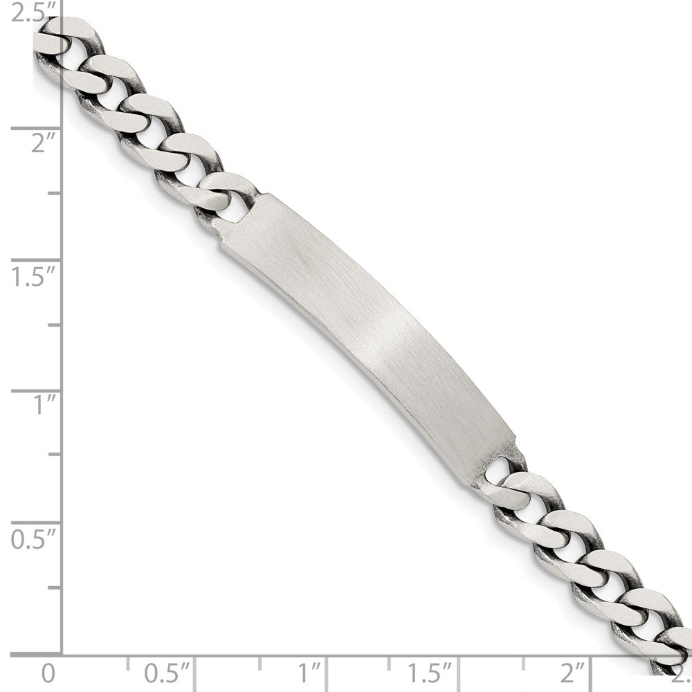 Sterling Silver 8inch Engraveable Antiqued Curb Link ID Bracelet 8 inches