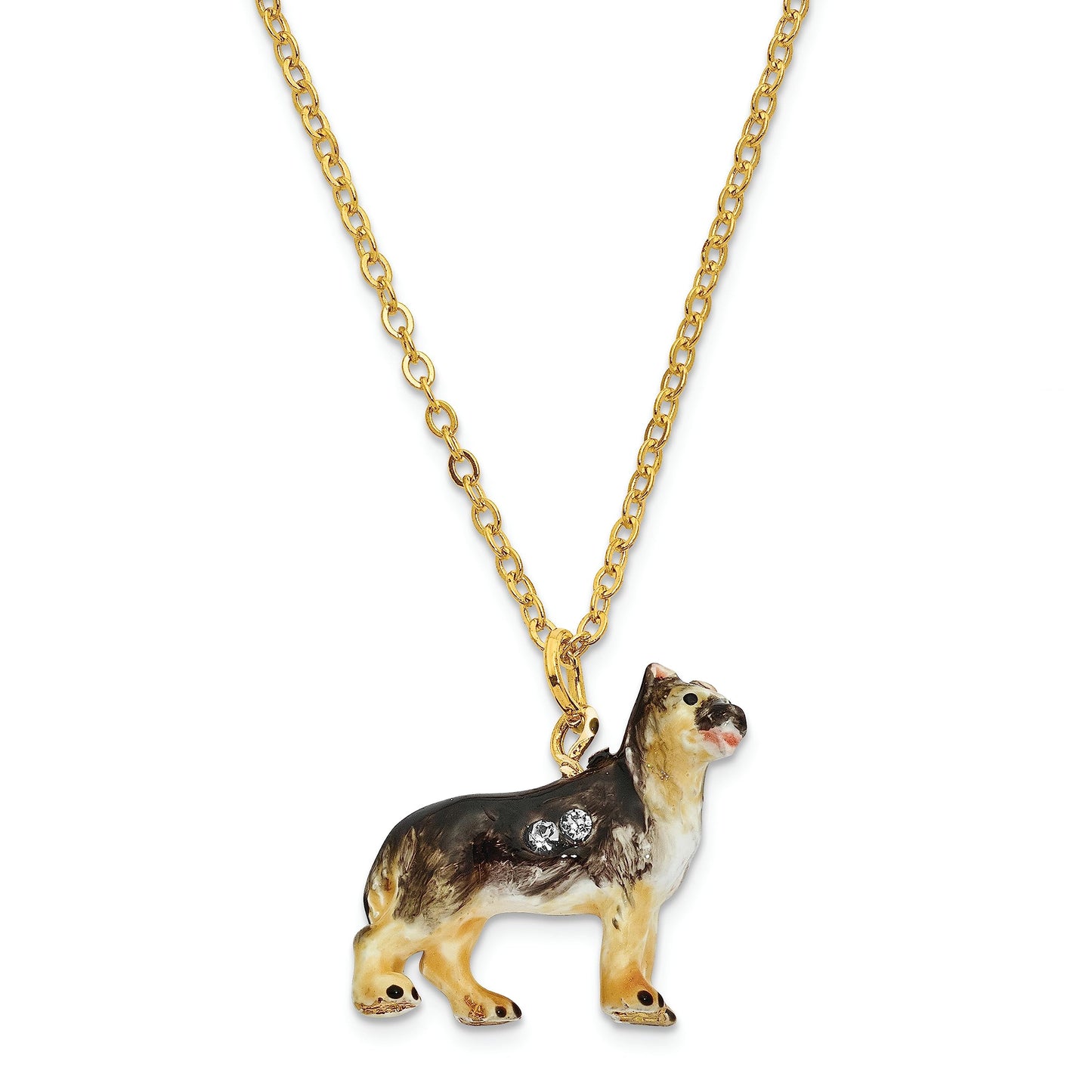 Jere Luxury Giftware Bejeweled ZEUS German Shepherd Pewter and Enamel Trinket Box and Matching Pendant Charm