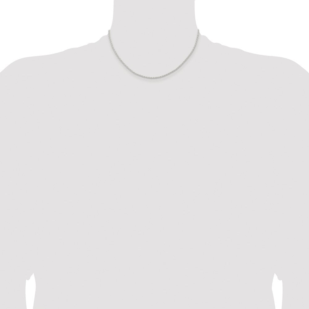 Sterling Silver Rhodium-plated 1.8mm Solid Rope Chain