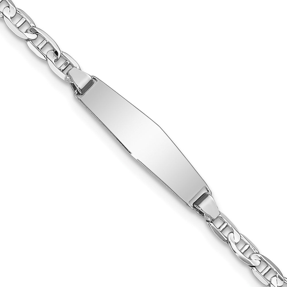 14k WG Soft Diamond Shape Anchor Link ID Bracelet 7 inches
