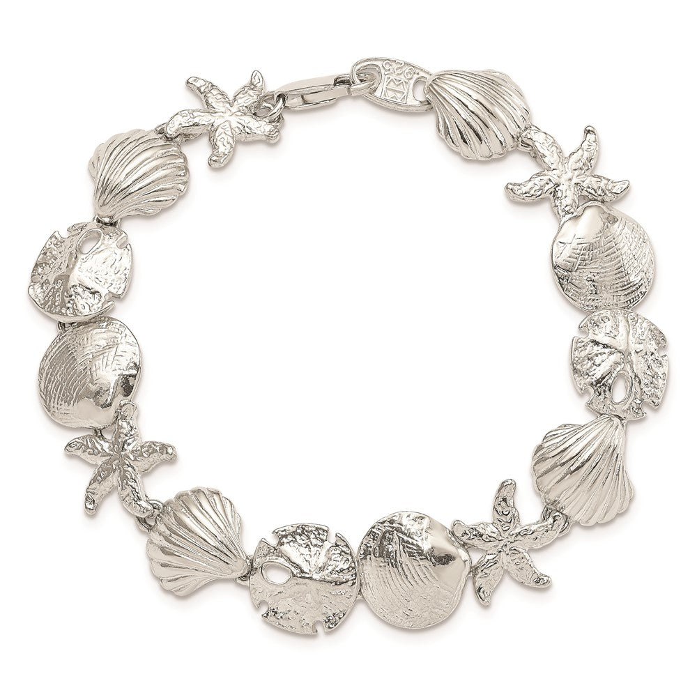 Sterling Silver Seashells Bracelet 8 inches