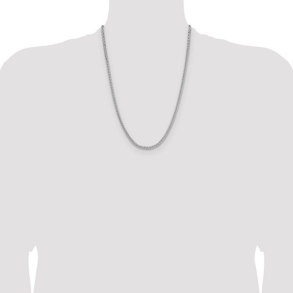Sterling Silver Rhodium-plated 3.5mm Diamond-cut Square Spiga Chain