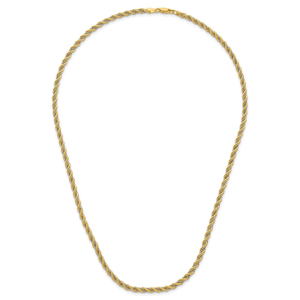 14K Two-tone Polished Textured Rope Necklace