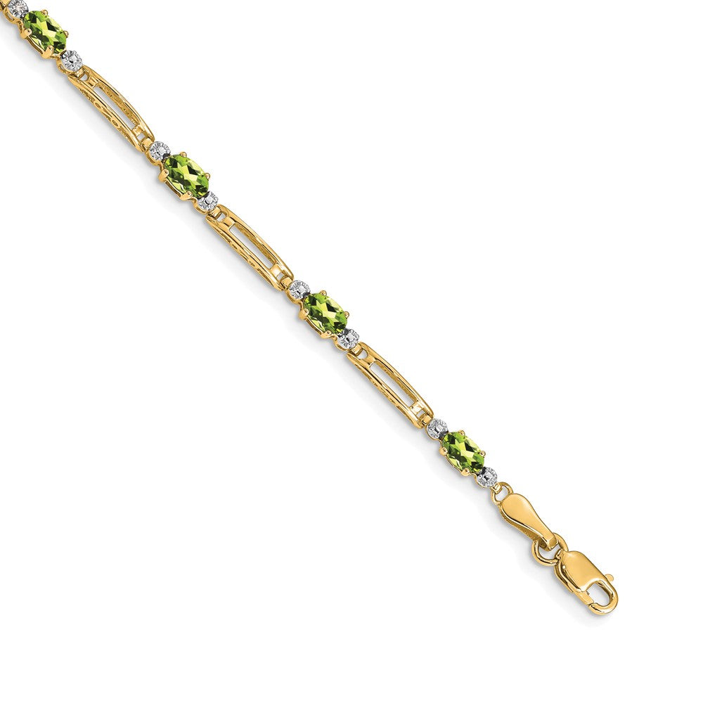 14k Diamond and Peridot Bracelet 7 inches
