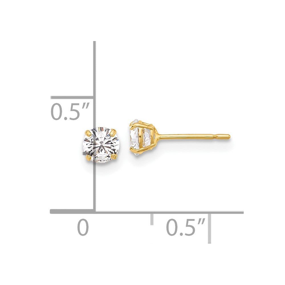 10K Polished 4mm CZ Stud Post Earrings