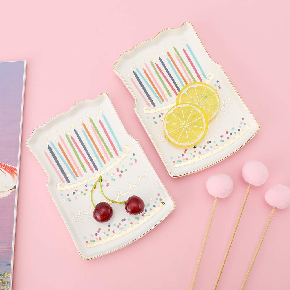 Birthday Cake Ceramic Trinket Plate and Decorative Jewelry Dish
