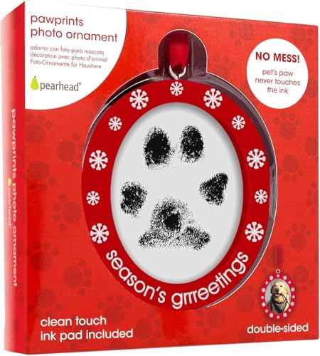 Pearhead Pawprints Double-Sided Photo Ornament and Clean-Touch Ink Pad