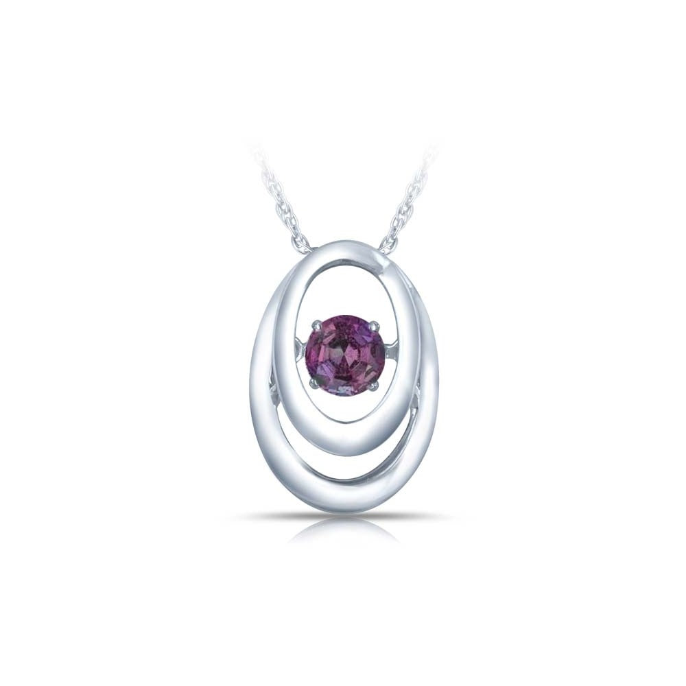 SS Pendant with Synthetic Alexandrite 1=1/4 ctw W/chain