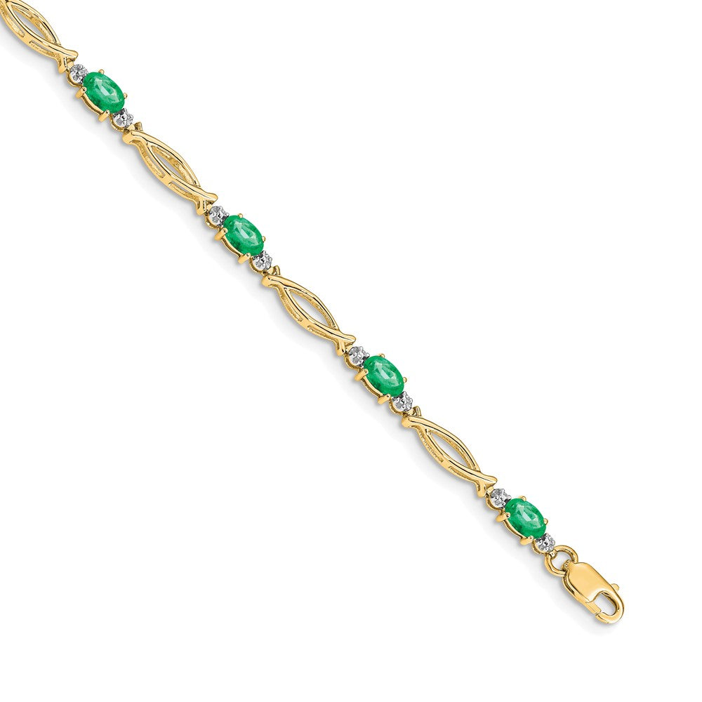 14k Diamond and Emerald Bracelet 7.5 inches