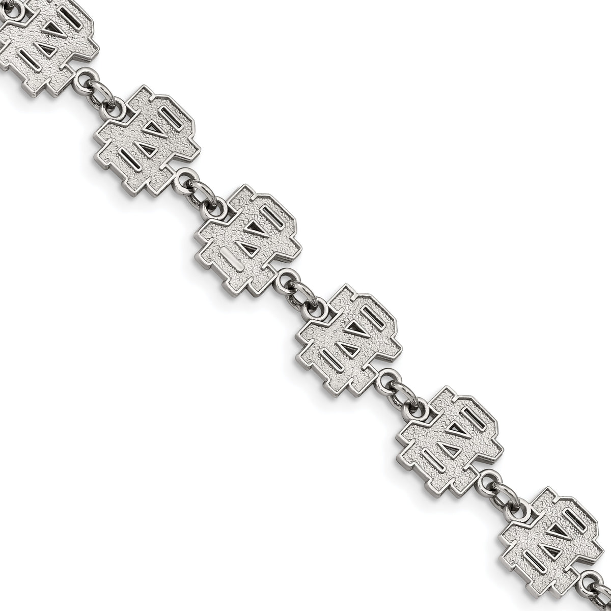 Stainless Steel LogoArt University of Notre Dame N-D Link 7 inch Bracelet with 1.5 inch Extender #Q-ST515UND