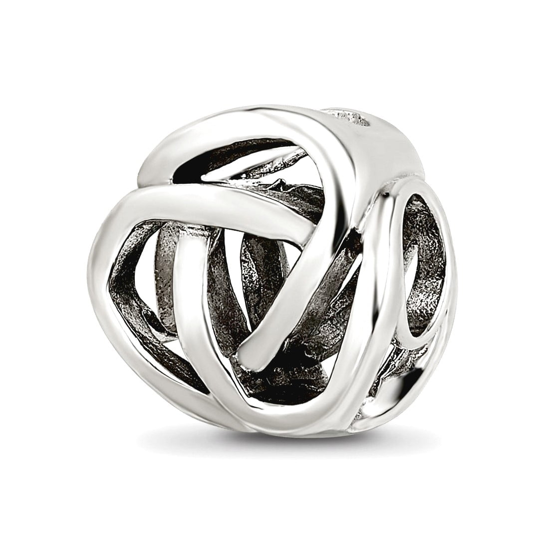 925 Sterling Silver Artisan Oxidized Reflections Bali Bead Charm 10x10.00mm Wide Pendant Necklace for Women