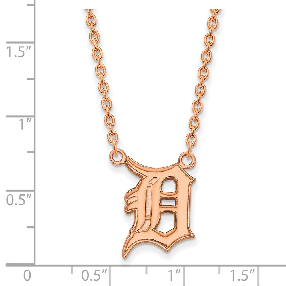 Sterling Silver Rose Gold-plated MLB LogoArt Detroit Tigers Large Pendant w