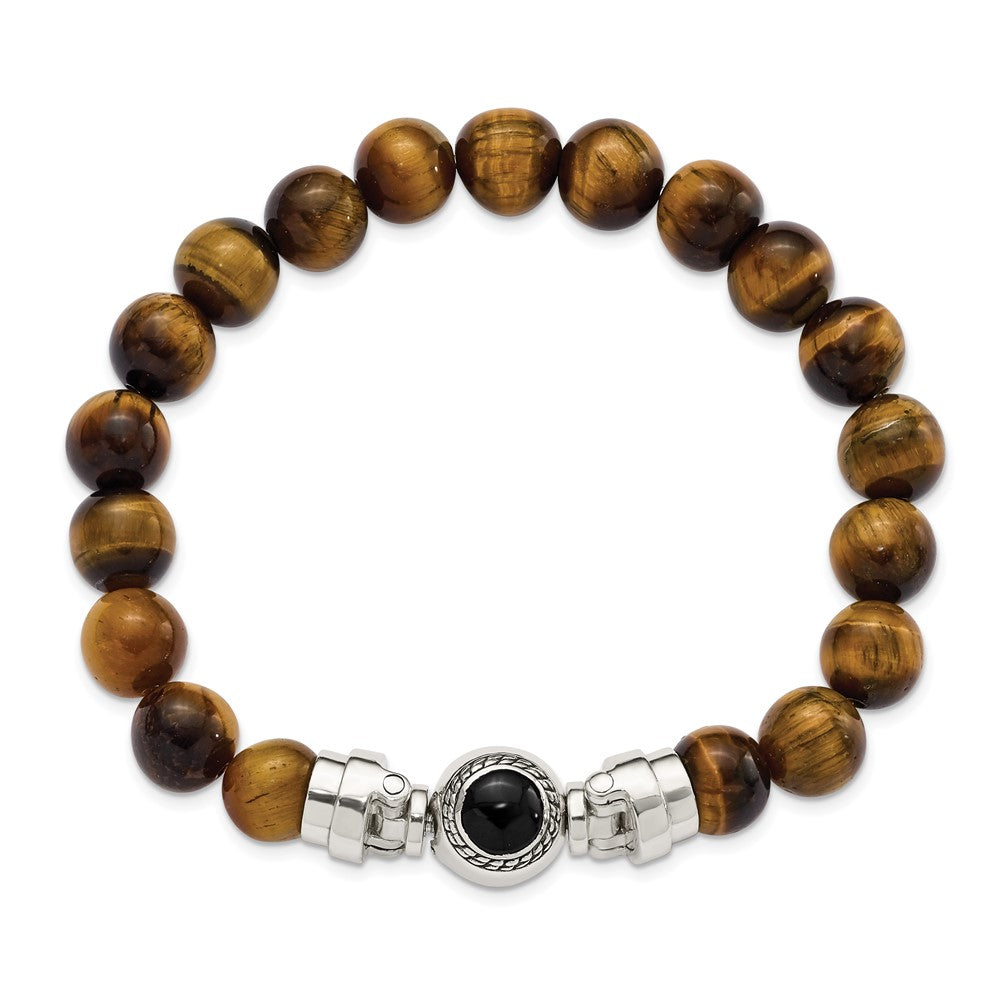 Sterling Silver Reflections 10mm Tigers Eye Beaded 8.5in Bracelet/Bead not included, sold seperately