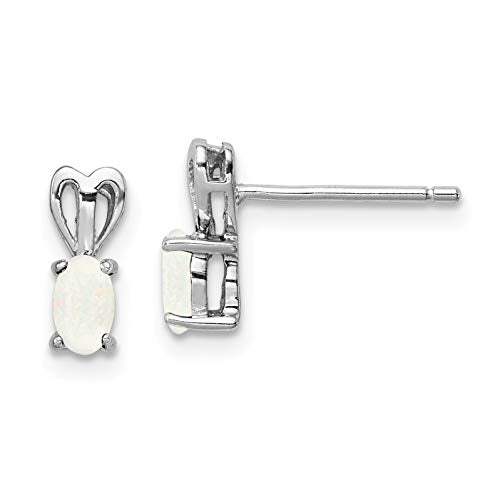 Sterling Silver Rhodium-plated Created Opal Earrings