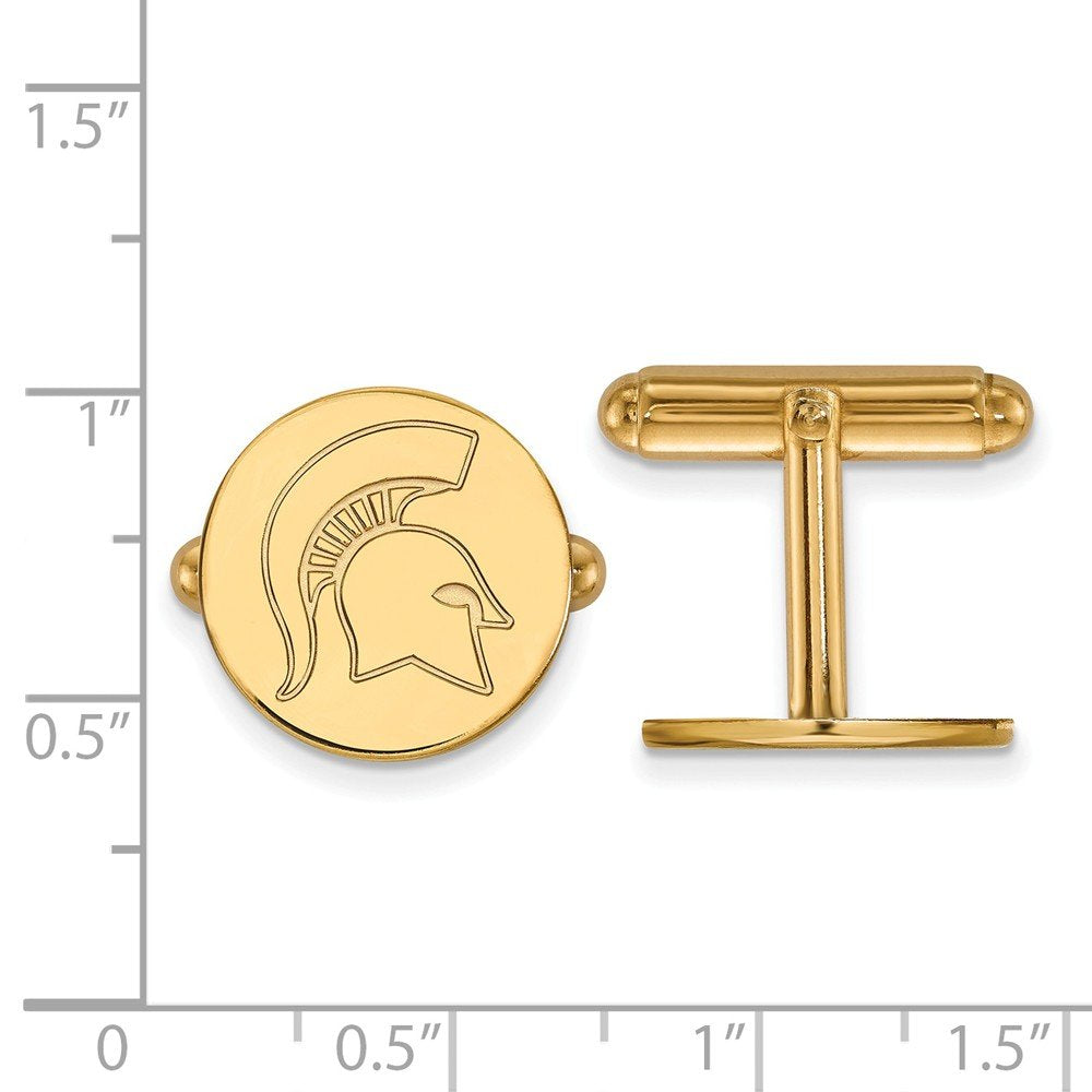 Sterling Silver Gold-plated LogoArt Michigan State University Spartan Cuff Links Q-GP053MIS