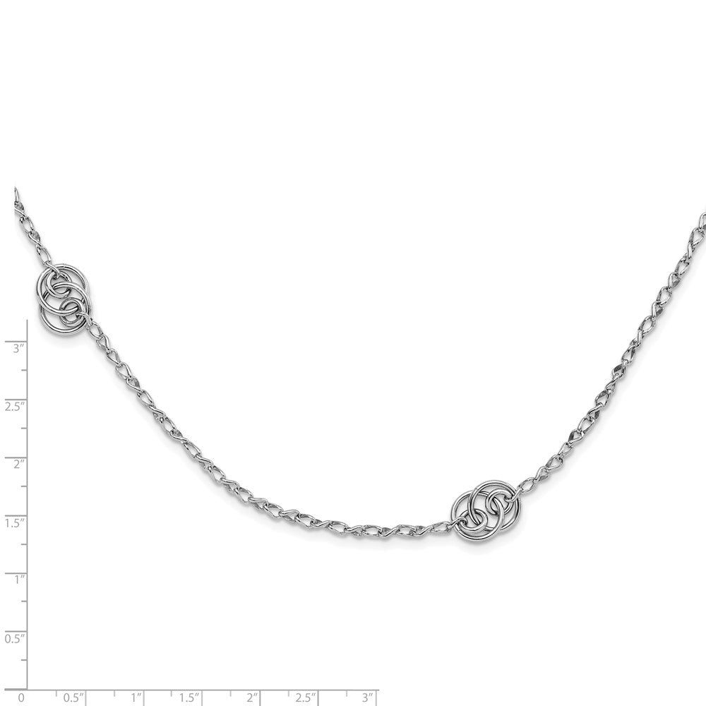 Sterling Silver Rhodium-plated Oval Link Necklace